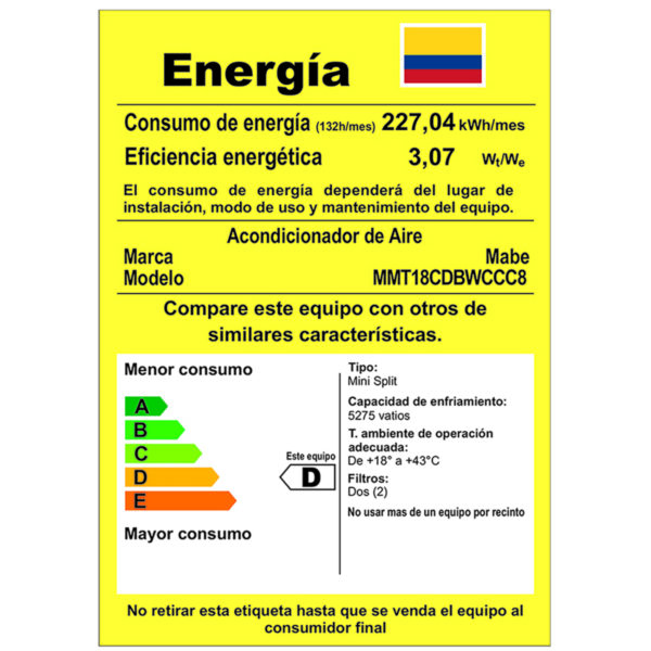 Aire Acondicionado Mini Split Mabe Convencional de 220V 18000 BTU Blanco - MMT18CDBWCCC8 - Imagen 5