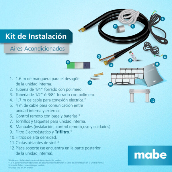 Aire Acondicionado Mini Split Mabe Convencional de 220V 24000 BTU Blanco - MMT24CDBWCCC8 - Imagen 5