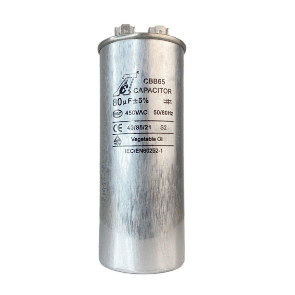 Capacitor de marcha CBB65-1 370/400VAC metálico 80 UF