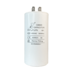 Capacitor de marcha CBB60 440/450VAC plástico 80 UF